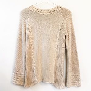 EUC Anthropologie Moth Cream Cable Knit Sweater